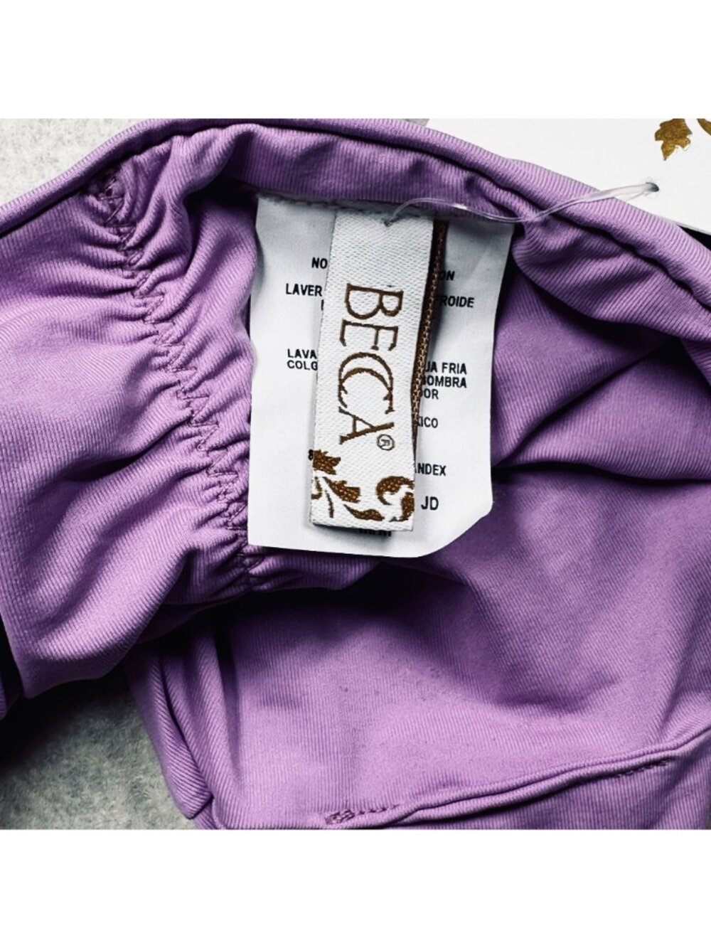 BECCA Bikini Bottom Size Medium Swim Hipster Orchid Purple Shirred Detail NEW - Picture 5 of 6